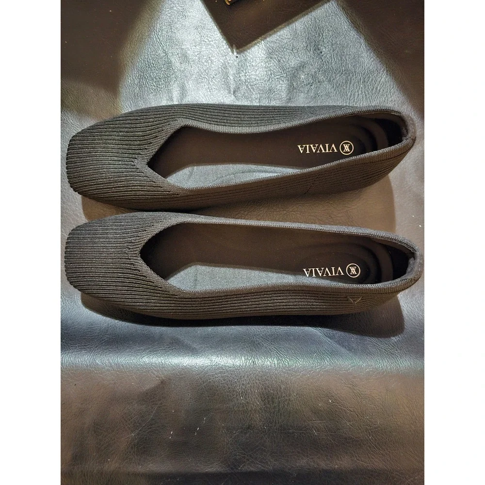 Vivaia Womens Black Square Toe‎ Margot Ballet Flats Shoes 39 8.5